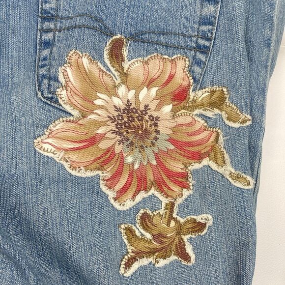 Vintage Cavaricci Floral Patchwork Y2K Bootcut Jeans Size 10 E - Picture 7 of 10